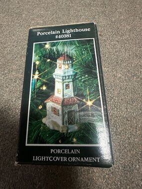 Vintage Pacific Rim Christmas Porcelain Lighthouse Ornament 40381 Mystic Seaport